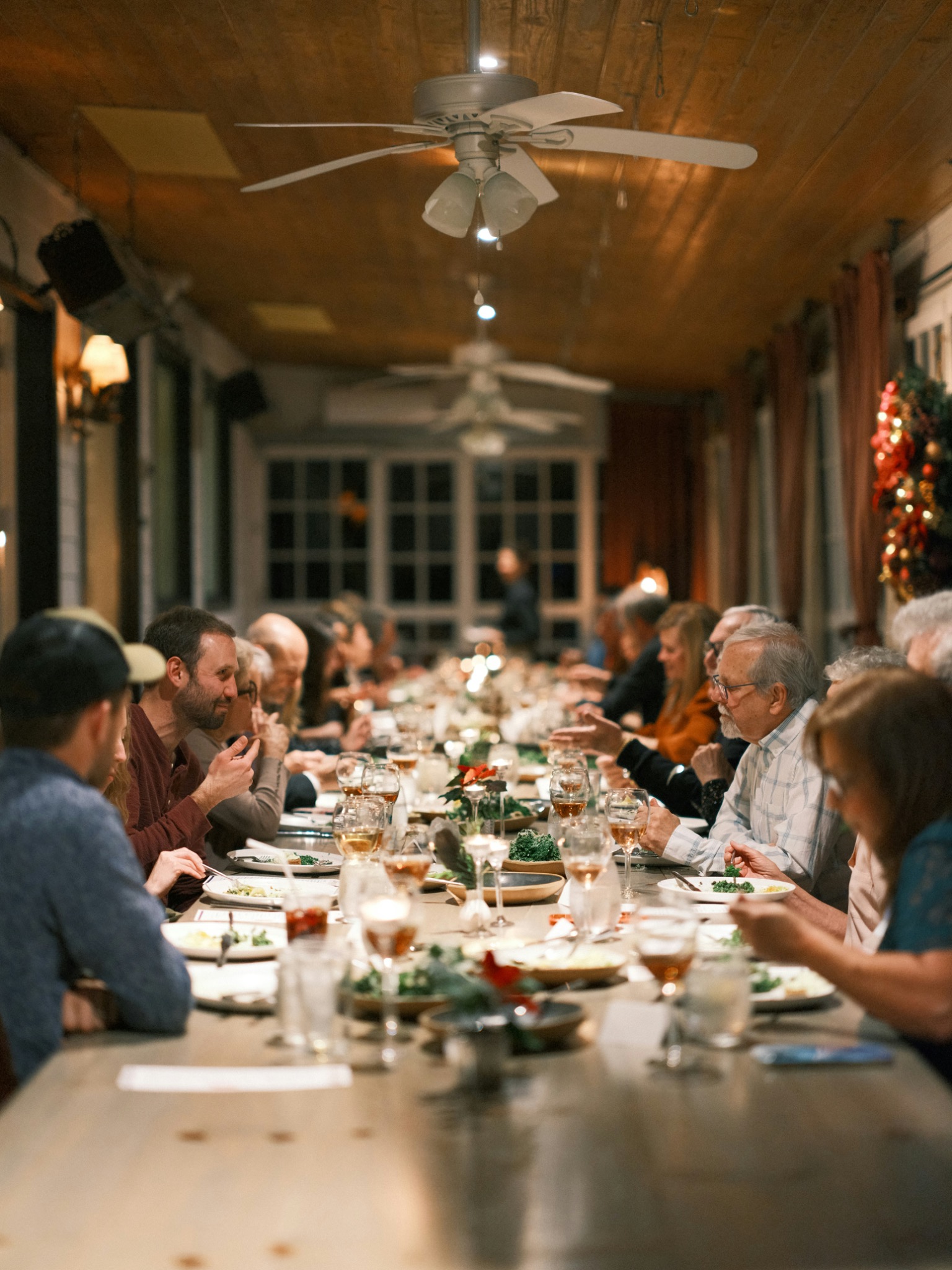 Guests enjoying dinner together